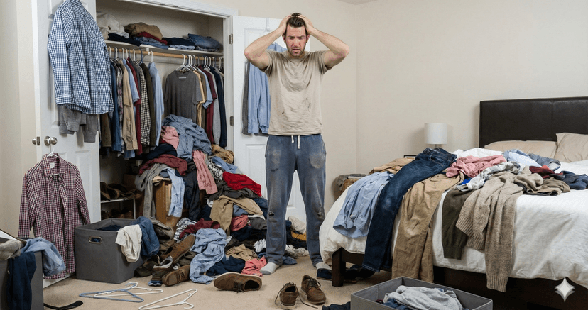 Messy unorganized closet